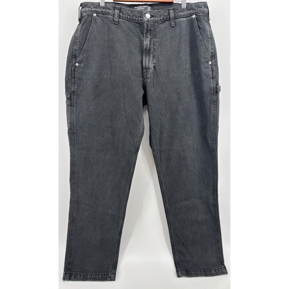 Abercrombie & Fitch Vintage Stretch Athletic Loose Jeans Mens Black 38x34 NWT